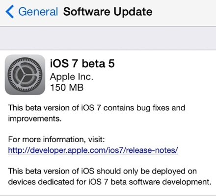 Download iOS 7 Beta 5 via OTA